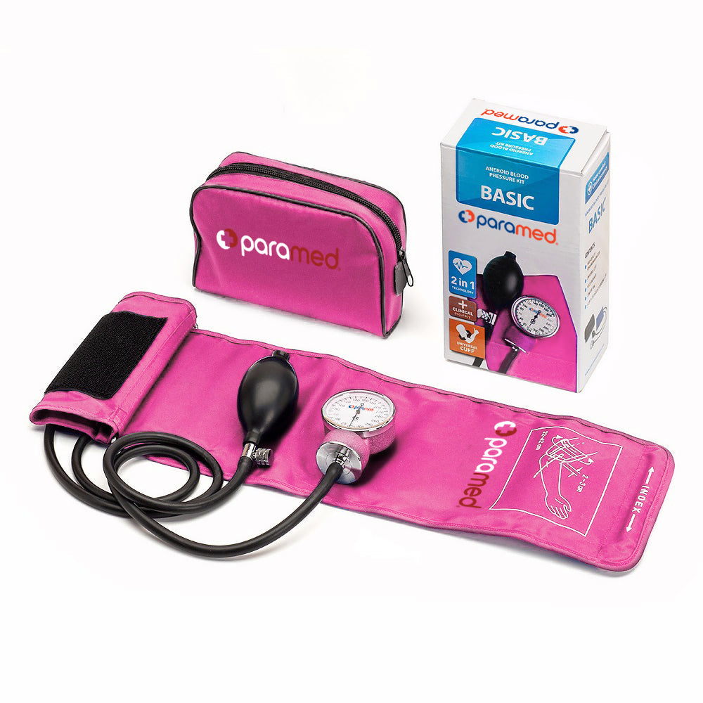 Manual Blood Pressure Monitor BP Cuff Gauge Aneroid Sphygmomanometer  Machine Kit (Pink)