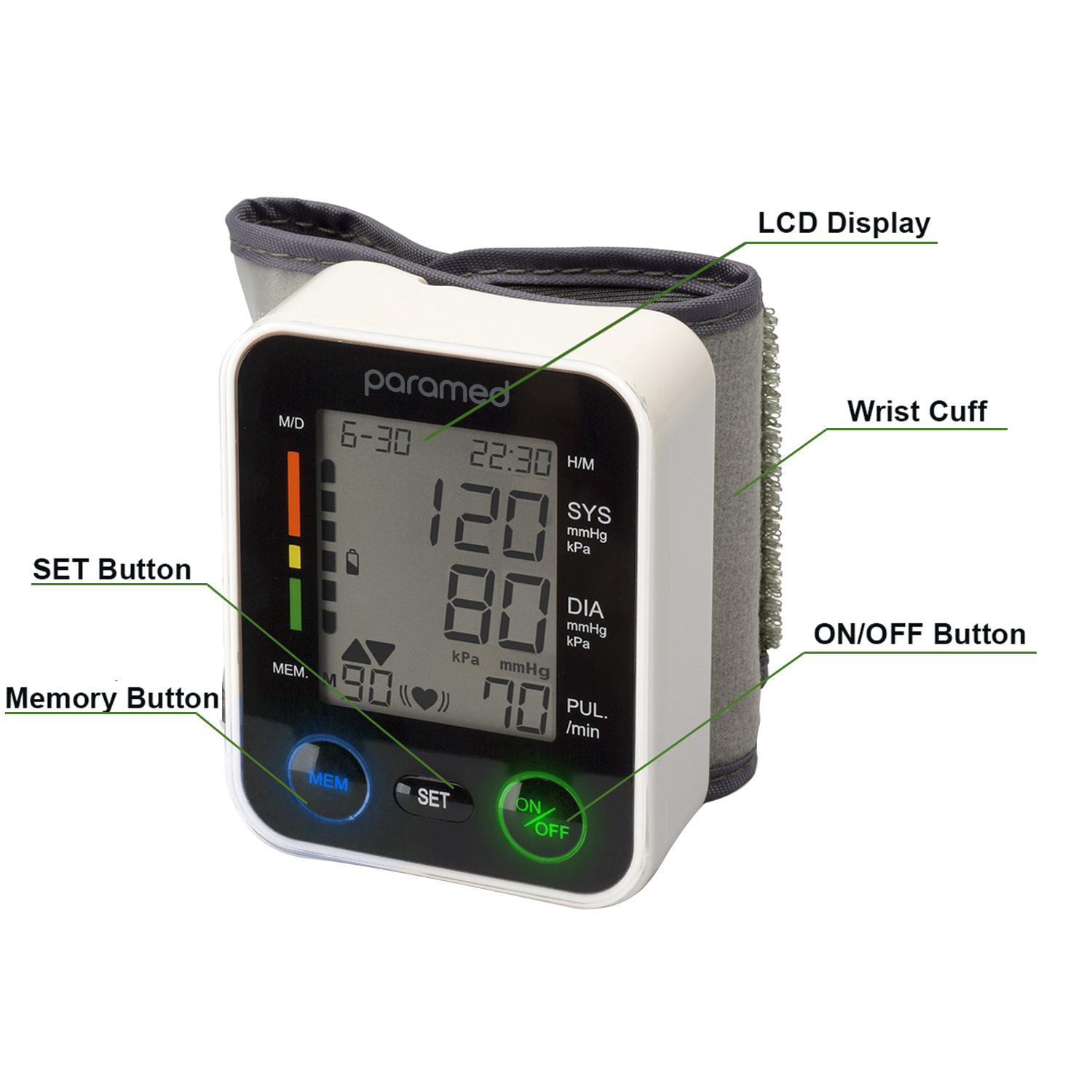 Automatic Wrist Blood Pressure Monitor: Adjustable Cuff + 2AAA