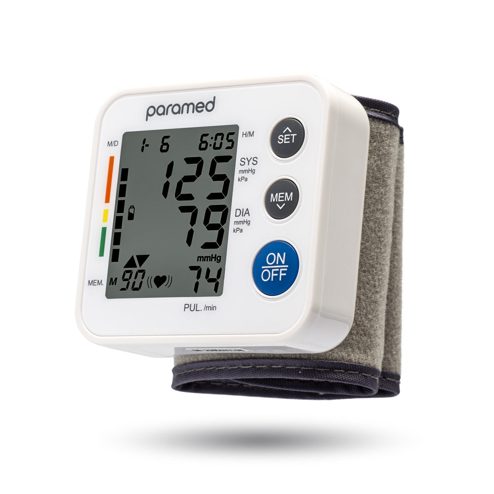Paramed Wrist Blood Pressure Monitor, Adjustable Blood Pressure Cuff & Carrying Case, Size: One size, White